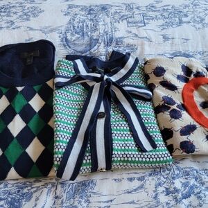 Tory Burch Green and Navy Sweater Collection